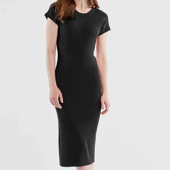 NWT - Black Wide Rib Maxi Dress - Picture 2 of 2